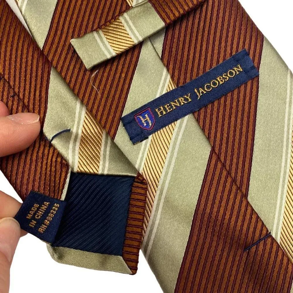 Henry Jacobson Silk Blend Neck Tie Diagonal Stripes